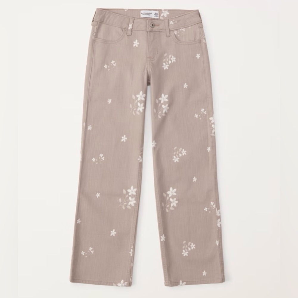 Abercrombie Kids Jeans 15-16 Low Rise Baggy Fit- Beige/Floral